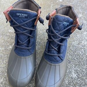 Sperry Navy and Brown Quilted Boots